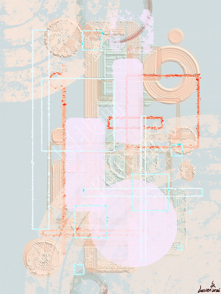 （2）卢文 《行走在蒙德里安的作品里对话》系列 143×190cm